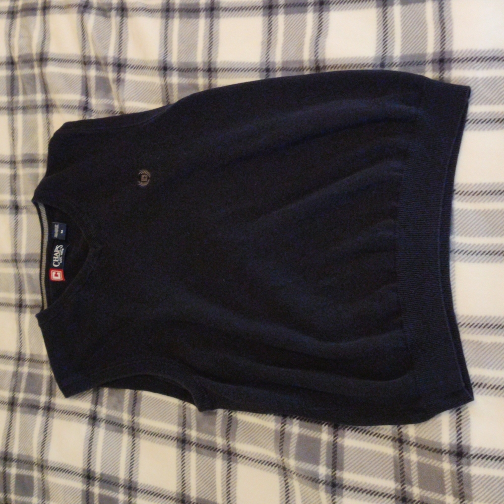 Chaps Navy Blue V-neck Sweater Vest